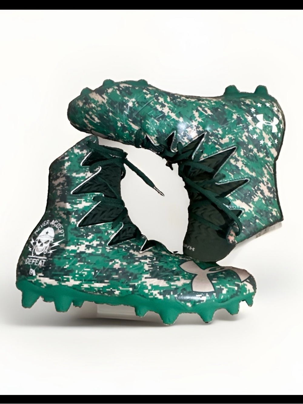 Under Armour Highlight Green Camo High-Top Football Cleats Molded Studs 11 D